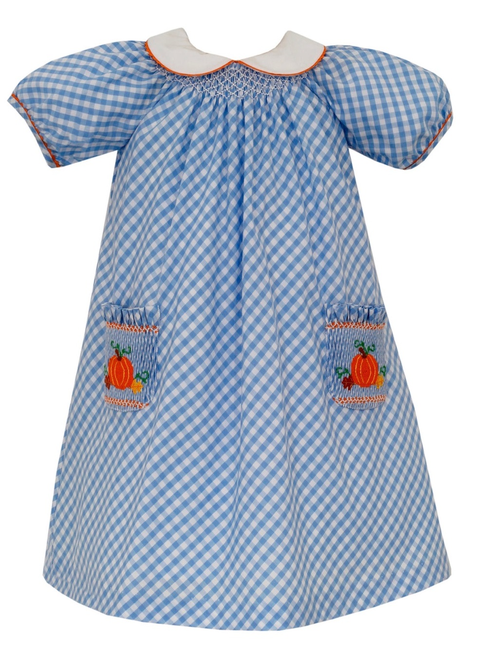 Pumpkin Pocket Smocked Dress